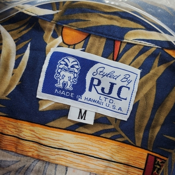 Vtg RJC Hawaiian Shirt Men M Colorful Surfboards AOP Cotton Lawn Resortwear USA - Picture 2 of 11